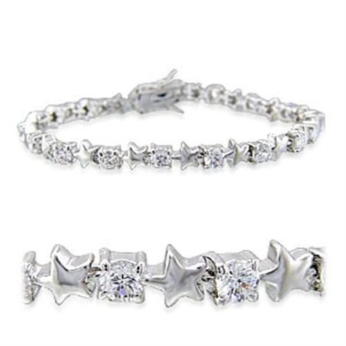JCE020 Rhodium Brass Bracelet with AAA Grade CZ  in Clear