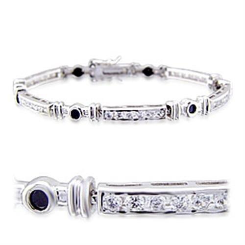 JCE021 Rhodium Brass Bracelet with AAA Grade CZ  in Jet