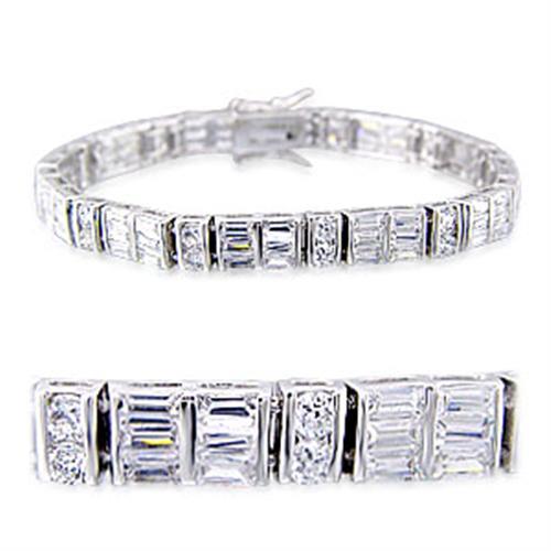 JCE024 Rhodium Brass Bracelet with AAA Grade CZ  in Clear