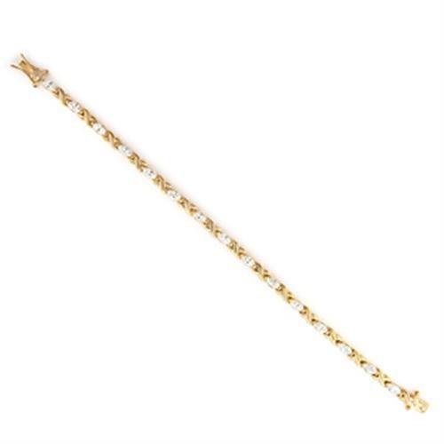 JCE713 Gold Brass Bracelet with AAA Grade CZ in Clear