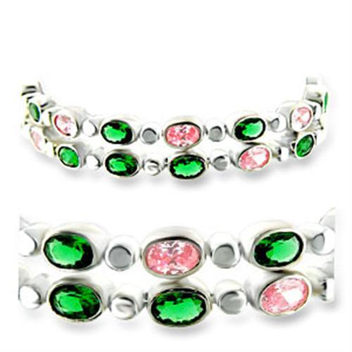 JCE001 High-Polished 925 Sterling Silver Bracelet with AAA Grade CZ in Multi Color