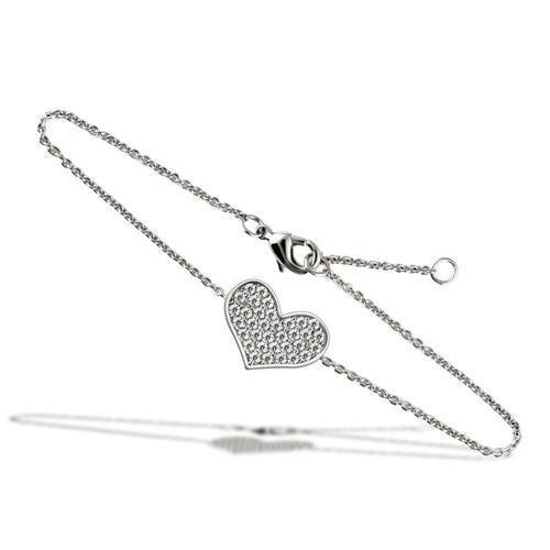 JCE067 Rhodium Brass Bracelet with AAA Grade CZ in Clear