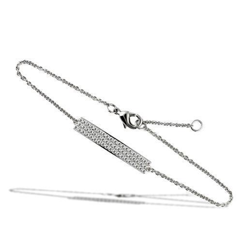 JCE068 Rhodium Brass Bracelet with AAA Grade CZ in Clear