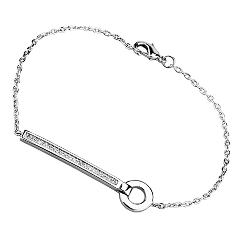 JCE395 Rhodium Brass Bracelet with AAA Grade CZ in Clear