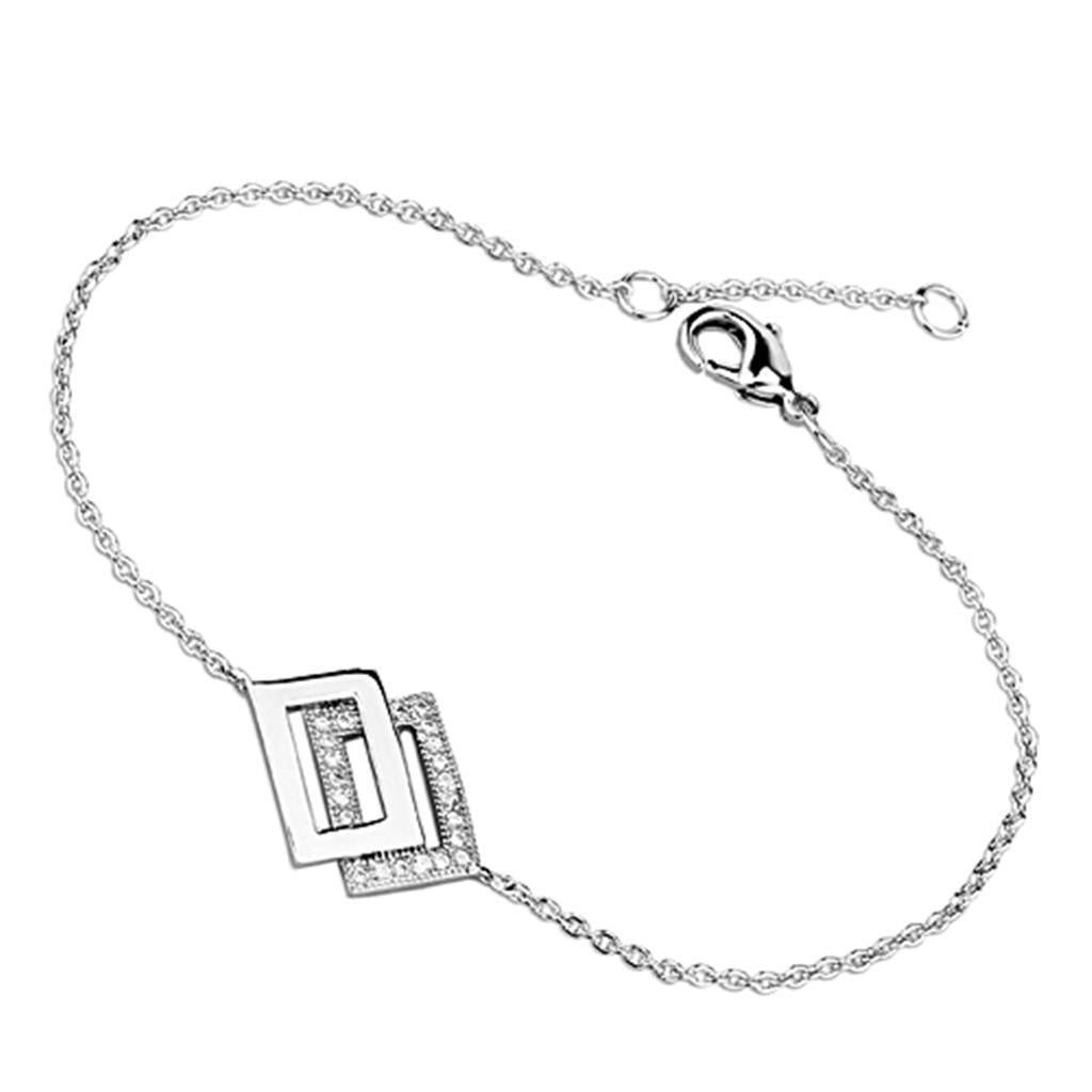 JCE2401 Rhodium Brass Bracelet with AAA Grade CZ in Clear