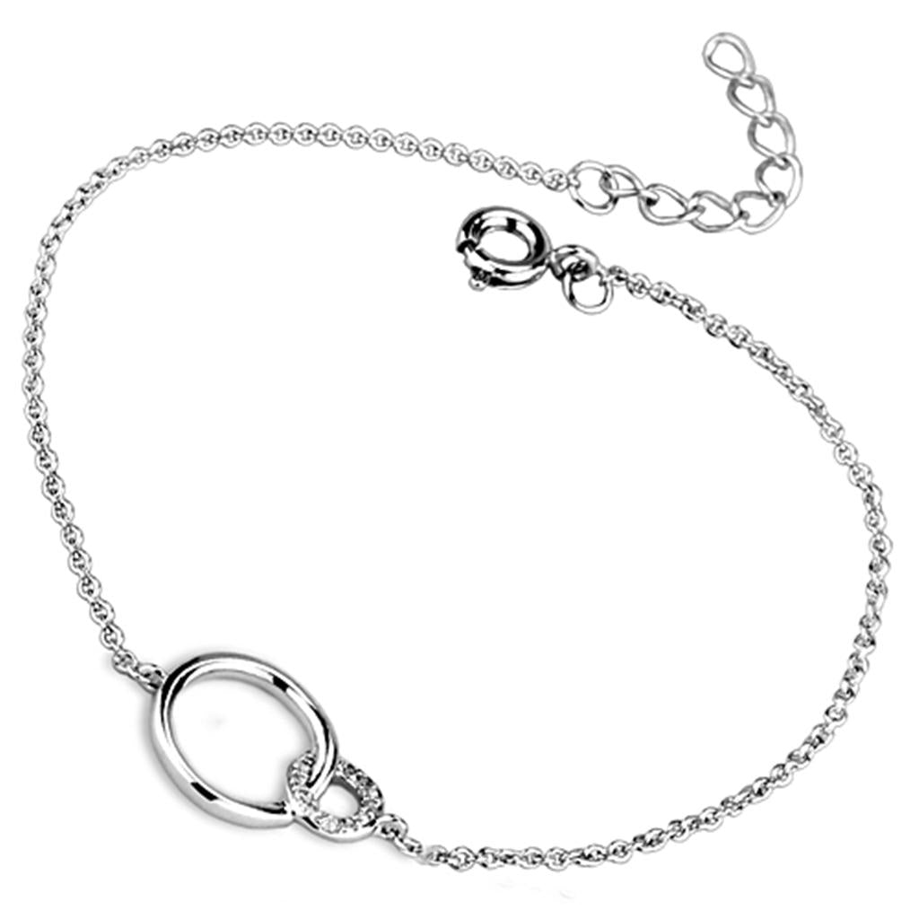 JCE711 Rhodium Brass Bracelet with AAA Grade CZ  in Clear