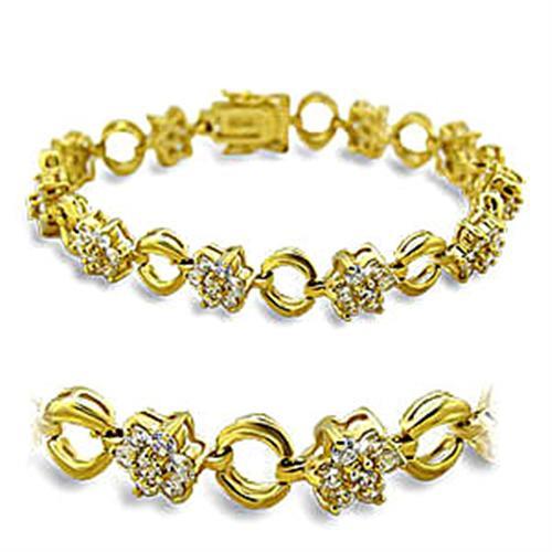 JCE5506 Gold Brass Bracelet with AAA Grade CZ  in Clear