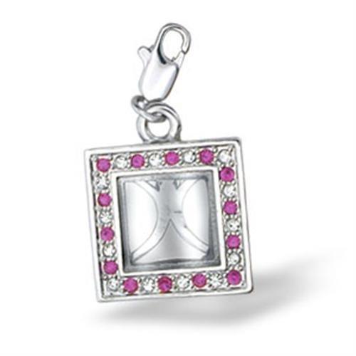 JCE502 Rhodium Brass Pendant with Top Grade Crystal  in Rose-PCS