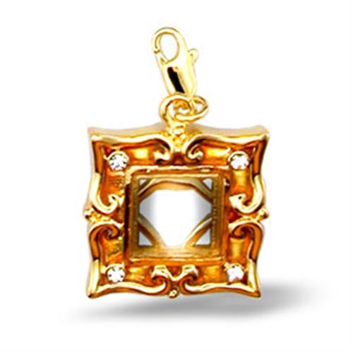 JCE505 Gold Brass Pendant with Top Grade Crystal  in Clear-PCS