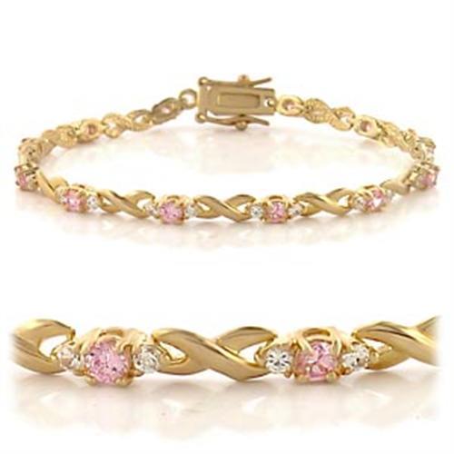 JCE804 Gold Brass Bracelet with AAA Grade CZ  in Rose