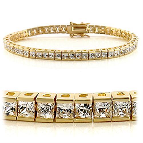 JCE101 Gold Brass Bracelet with AAA Grade CZ in Clear