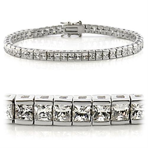 JCE102 Rhodium Brass Bracelet with AAA Grade CZ in Clear