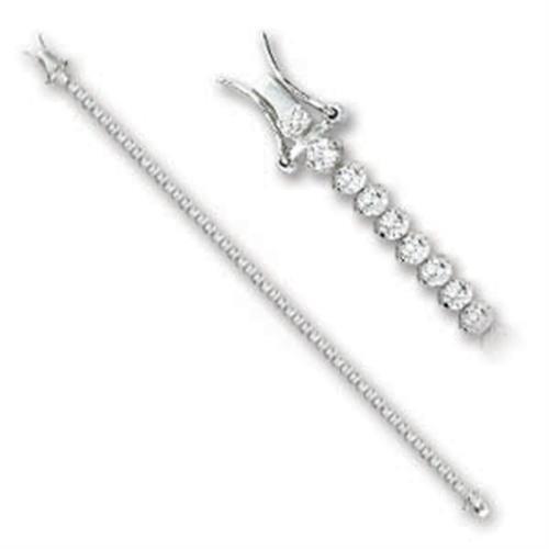 JCE103 Rhodium Brass Bracelet with AAA Grade CZ in Clear