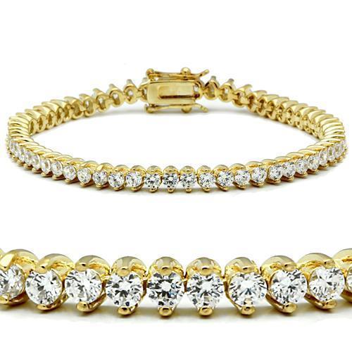 JCE104 Gold Brass Bracelet with AAA Grade CZ in Clear