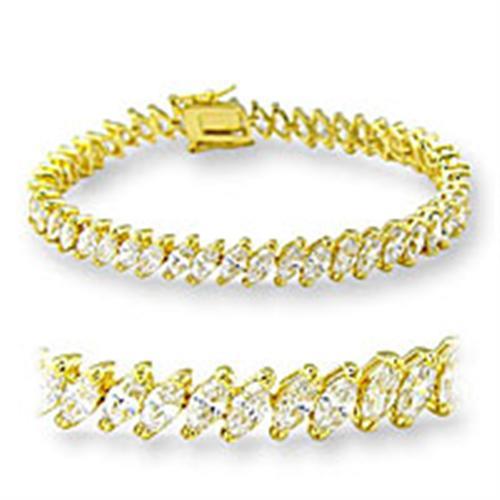 JCE105 Gold Brass Bracelet with AAA Grade CZ in Clear