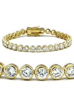 JCE202 Gold Brass Bracelet with AAA Grade CZ in Clear
