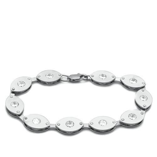 JCE2011 Matte Rhodium & Rhodium Brass Bracelet with AAA Grade CZ  in Clear