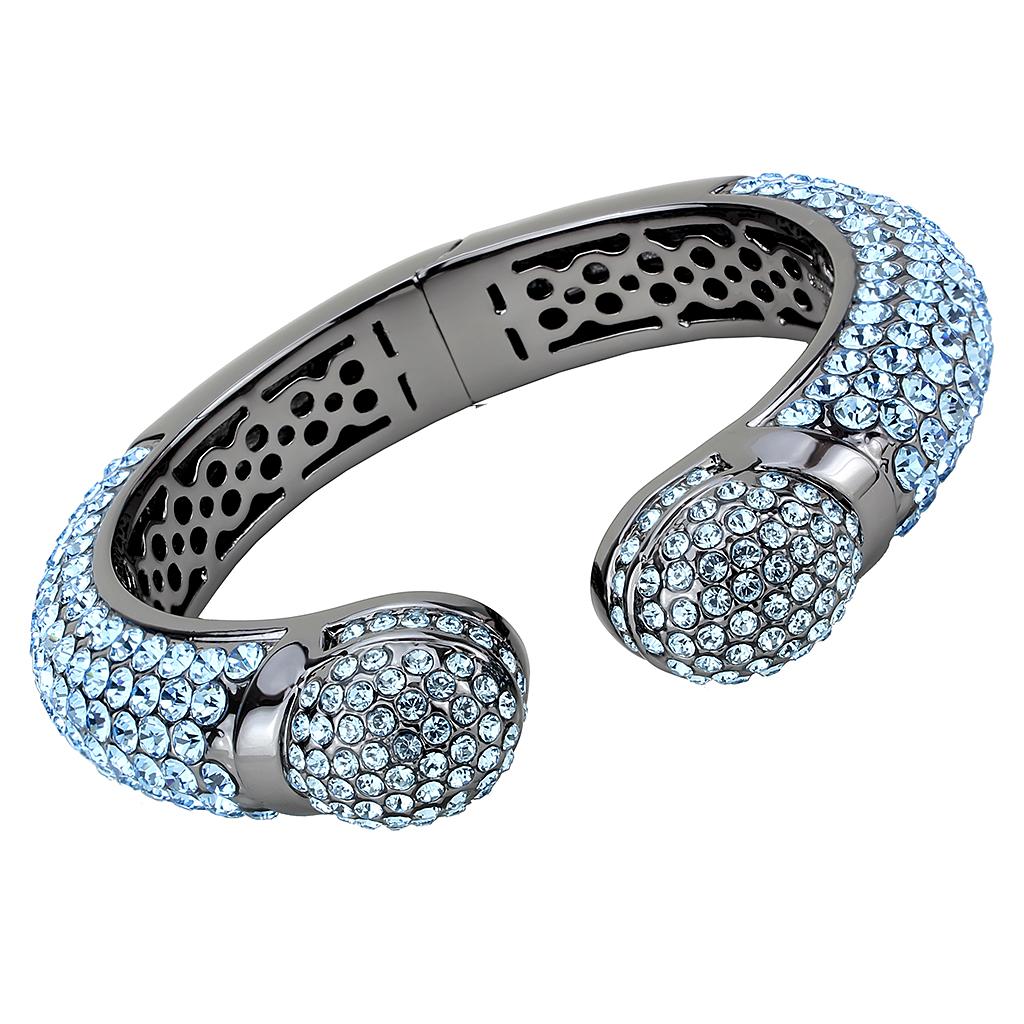 JCE4289 TIN Cobalt Black Brass Bangle with Top Grade Crystal  in Sea Blue