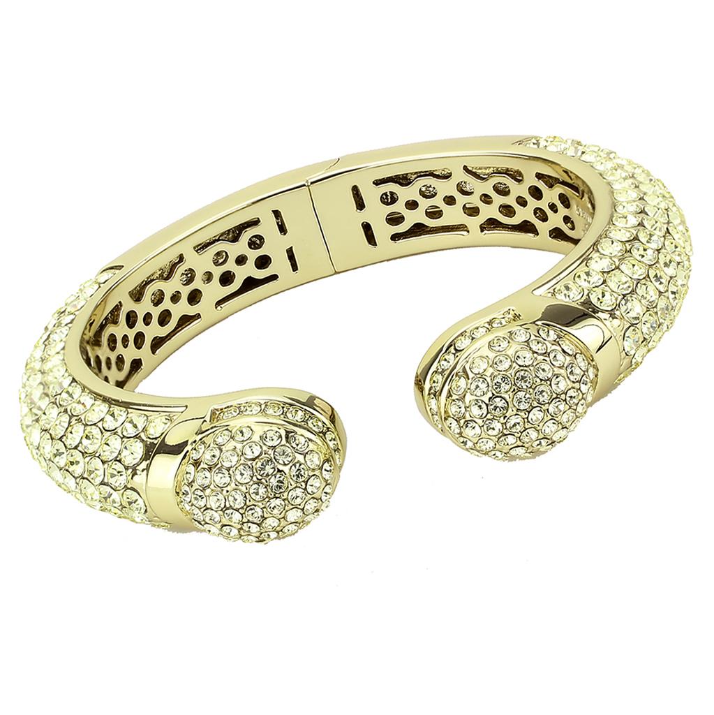 JCE4295 Flash Gold Brass Bangle with Top Grade Crystal  in Citrine Yellow