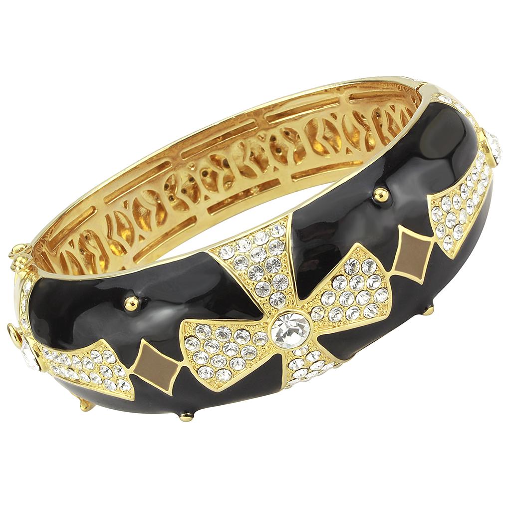 JCE4309 Gold Brass Bangle with Top Grade Crystal  in Clear