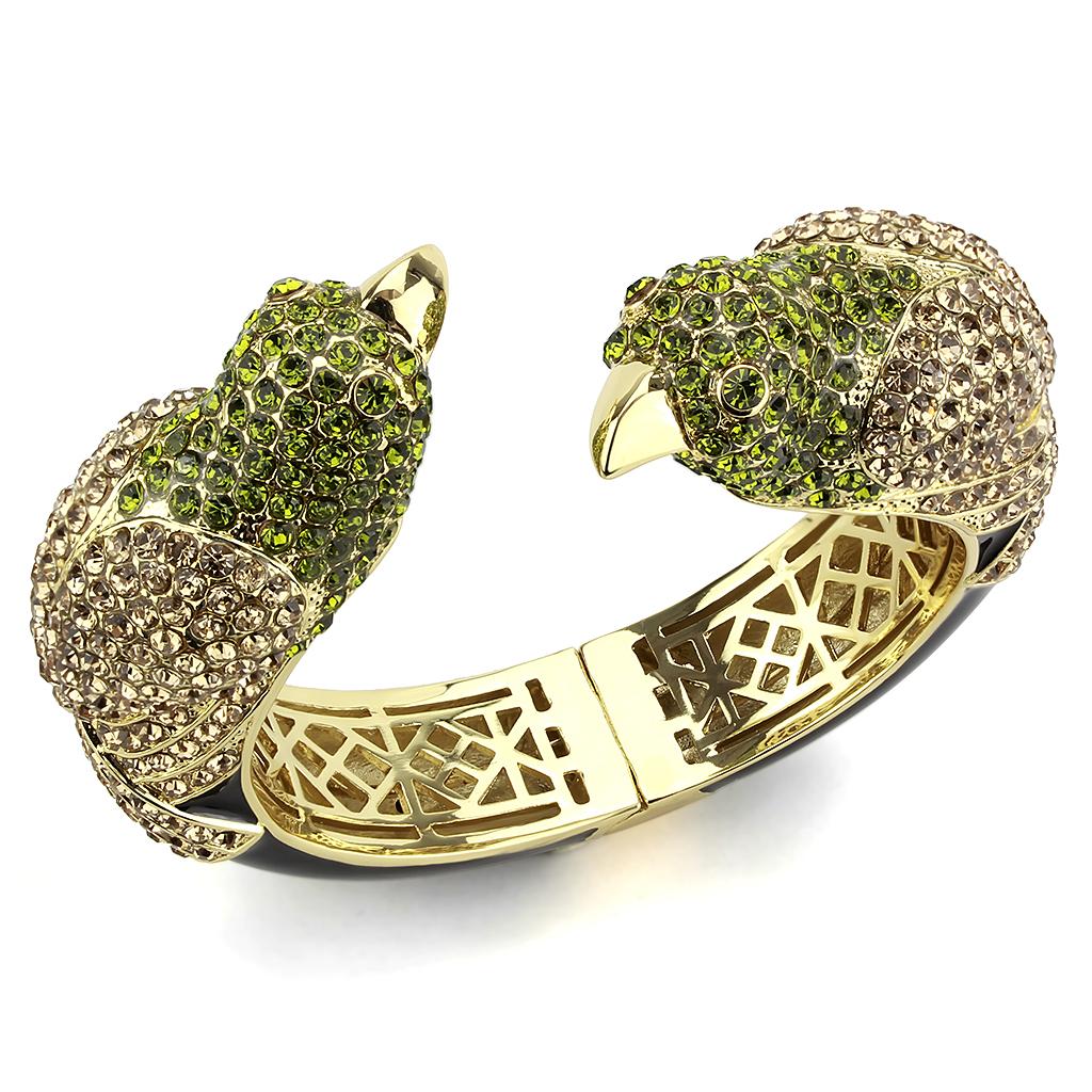 JCE4331 Gold Brass Bangle with Top Grade Crystal  in Multi Color