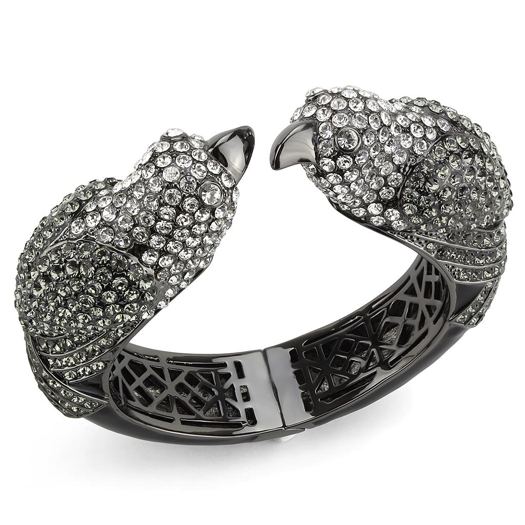 JCE4333 Ruthenium Brass Bangle with Top Grade Crystal  in Multi Color