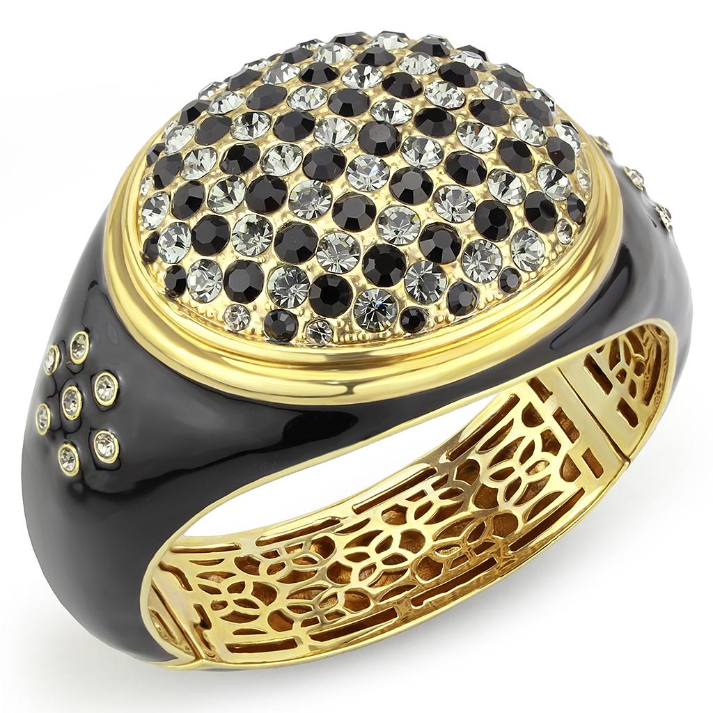 JCE4352 Gold Brass Bangle with Top Grade Crystal  in Multi Color