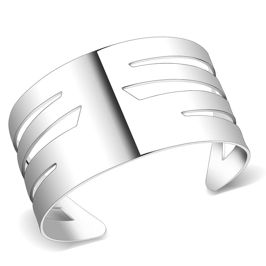 JCE4659 Matte Rhodium & Rhodium Stainless Steel Bangle with No Stone
