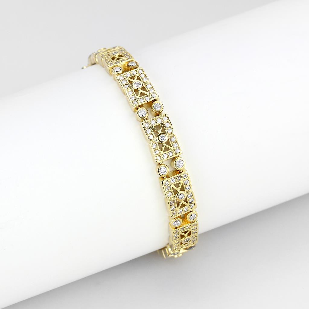 JCE4735 Gold Brass Bracelet with AAA Grade CZ  in Clear