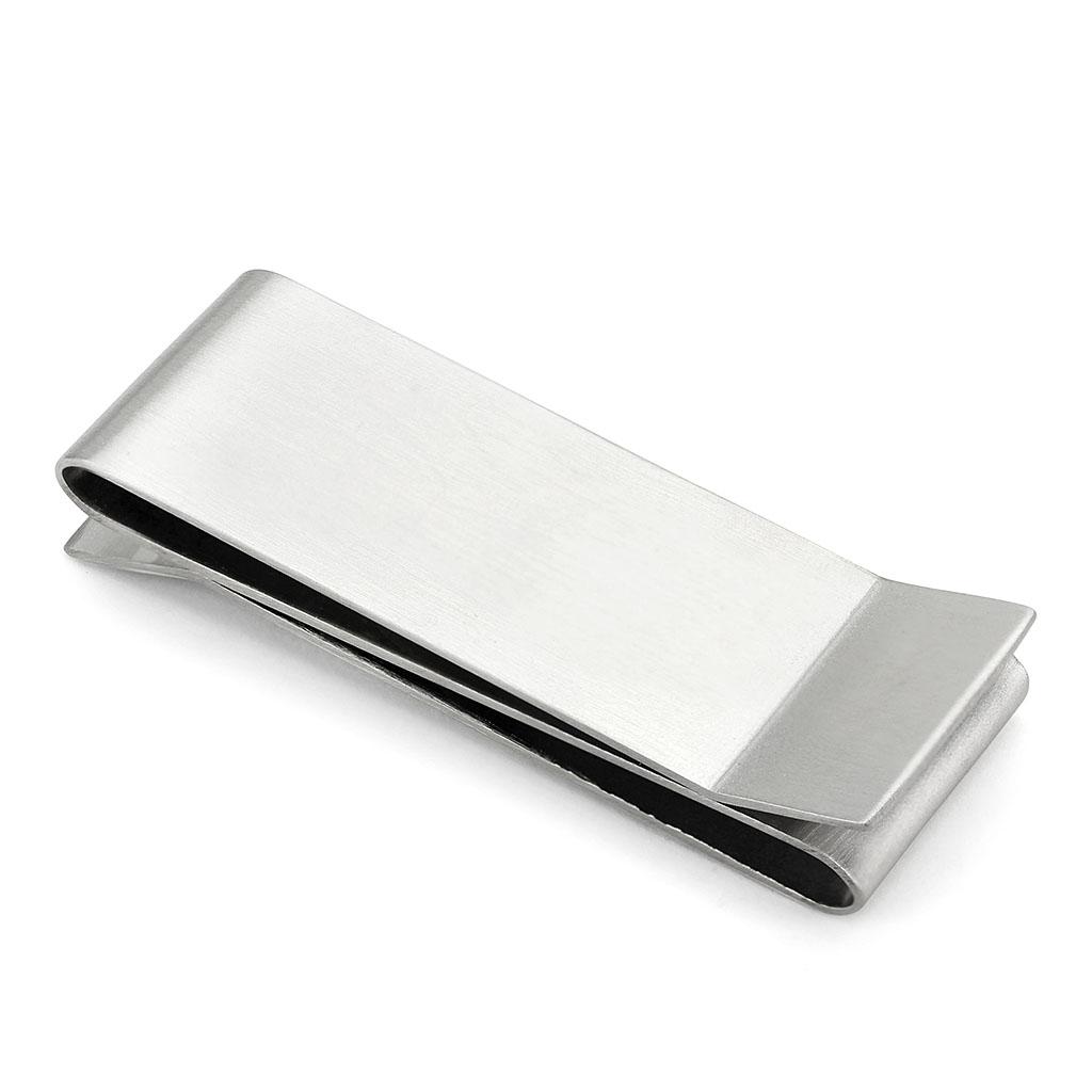 JCE877 Rhodium Stainless Steel Money clip with No Stone