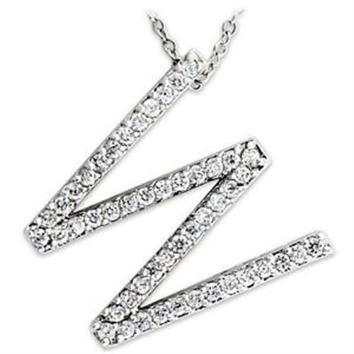 JCEAS809 Rhodium 925 Sterling Silver Pendant with AAA Grade CZ  in Clear-Default Title