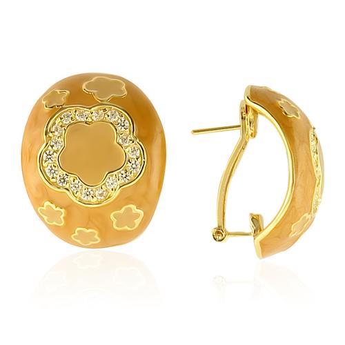 JCES216 Gold 925 Sterling Silver Earrings with AAA Grade CZ  in Clear-Default Title