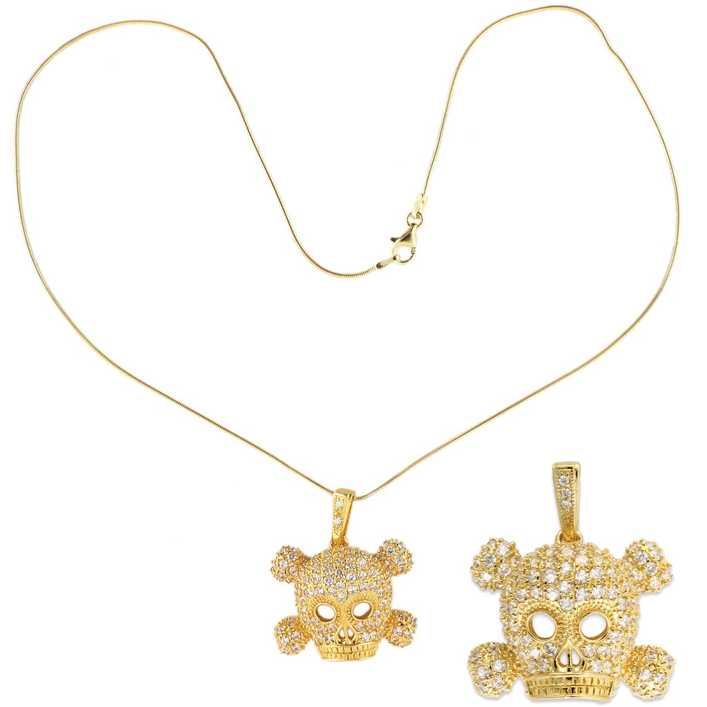 JCES383 Gold 925 Sterling Silver Pendant with AAA Grade CZ  in Clear-Default Title