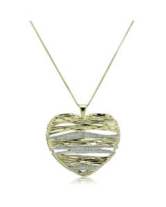 JCES599 Gold+Rhodium 925 Sterling Silver Necklace with AAA Grade CZ in Clear