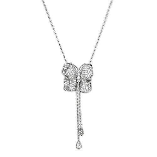 JCES608 Silver 925 Sterling Silver Necklace with AAA Grade CZ in Clear