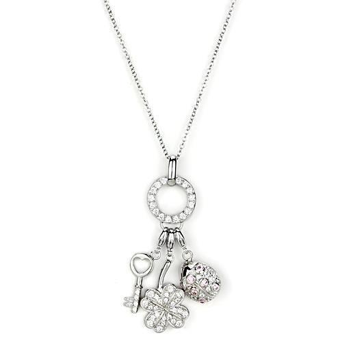 JCES609 Silver 925 Sterling Silver Necklace with AAA Grade CZ in Multi Color