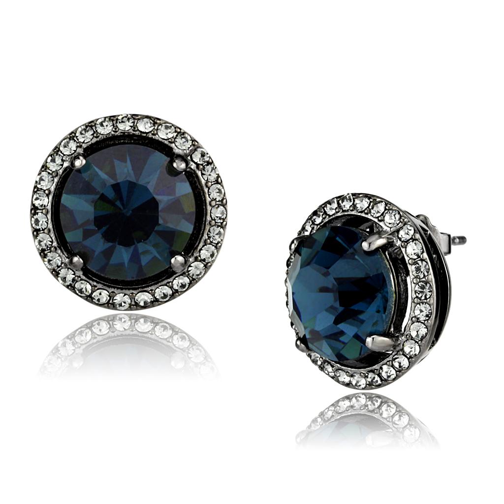 JCE2820 IP Light Black  (IP Gun) Stainless Steel Earrings with Top Grade Crystal  in Montana
