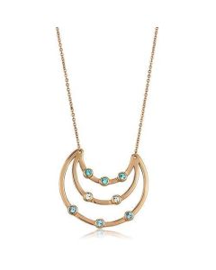 JCE2857 IP Rose Gold(Ion Plating) Stainless Steel Necklace with Top Grade Crystal in Multi Color