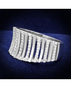 JCE211 Rhodium 925 Sterling Silver Ring with AAA Grade CZ in Clear
