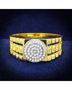 JCE237 Gold+Rhodium 925 Sterling Silver Ring with AAA Grade CZ  in Clear
