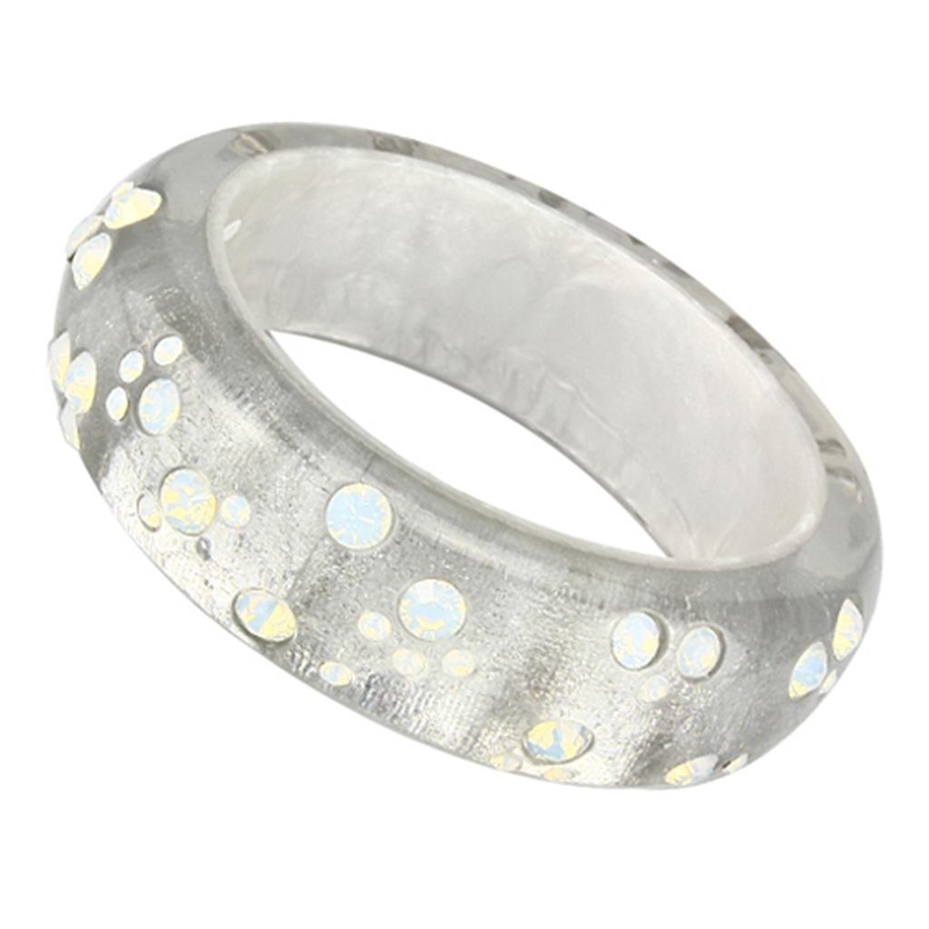 JCE092 Resin Bangle with Top Grade Crystal in Aurora Borealis (Rainbow Effect)